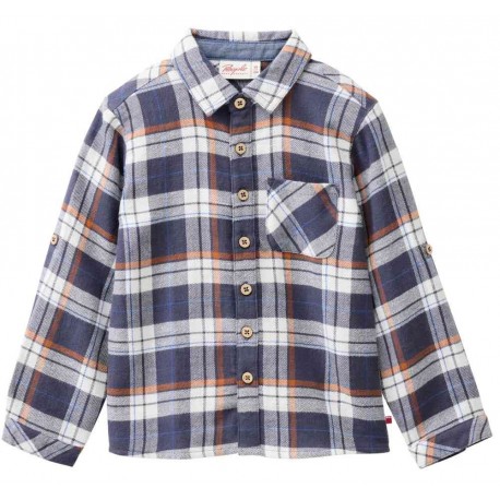 People Wear Organic - Bio Kinder Flanell Hemd mit Karos, dunkelblau