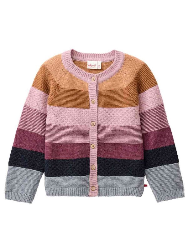 People Wear Organic - Bio Kinder Strickjacke mit Struktur-Strick, bunt