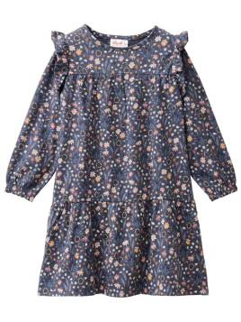 People Wear Organic - Bio Kinder Jersey Kleid mit Rüschen und Blumen-Allover