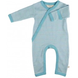 Pigeon - Bio Baby Strampler mit Streifen, türkis