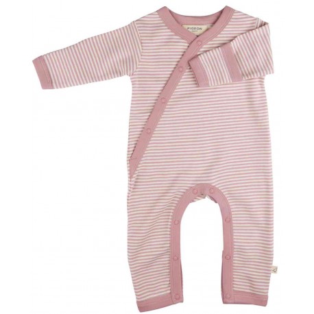 Pigeon - Bio Baby Strampler mit Streifen, rosa