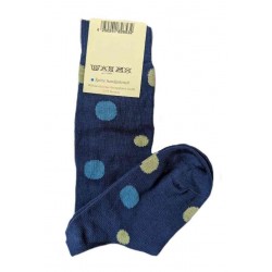 grödo Strumpf - Bio Kinder Kniestrümpfe mit bunten Punkten, denim-kiwi-gletscher