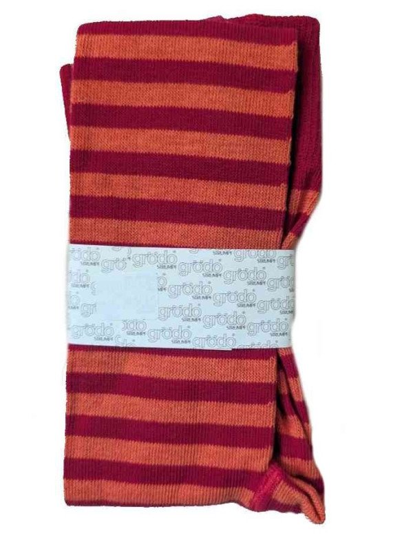 grödo Strumpf - Bio Kinder Strickleggings mit Streifen, tomate-orange