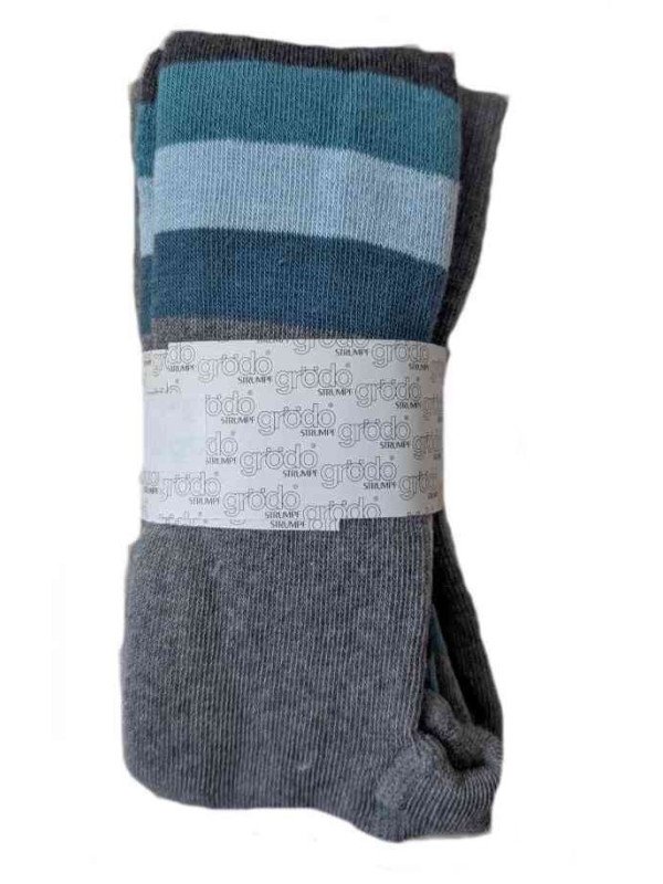 grödo Strumpf - Bio Kinder Frottee Strumpfhose mit Streifen, polarblau