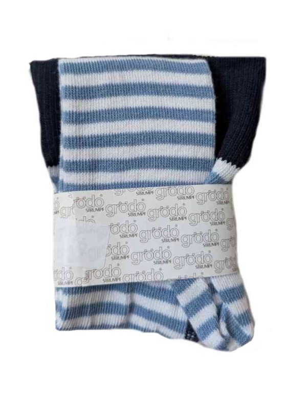 grödo Strumpf - Bio Baby Strumpfhose mit Streifen, marine-ökoweiß-jeansblau