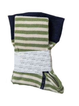 grödo Strumpf - Bio Baby Strumpfhose mit Streifen, marine-moos-rohweiß