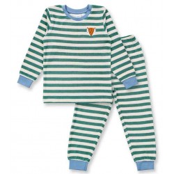 Sense Organics - Bio Kinder Frottee Schlafanzug "Long John" mit Fuchs-Stickerei und Streifen
