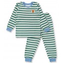 Sense Organics - Bio Kinder Frottee Schlafanzug "Long John" mit Fuchs-Stickerei und Streifen