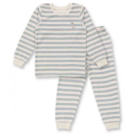 Sense Organics - Bio Kinder Frottee Schlafanzug "Long John" mit Hirsch-Stickerei und Streifen