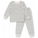 Sense Organics - Bio Kinder Frottee Schlafanzug "Long John" mit Hirsch-Stickerei und Streifen
