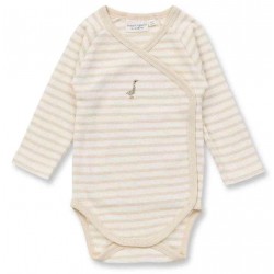 Sense Organics - Bio Baby Wickelbody "Ygon" mit Enten-Stickerei und Streifen