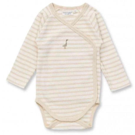 Sense Organics - Bio Baby Wickelbody "Ygon" mit Enten-Stickerei und Streifen