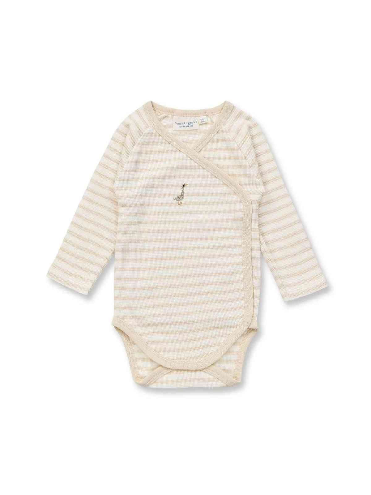 Sense Organics - Bio Baby Wickelbody "Ygon" mit Enten-Stickerei und Streifen