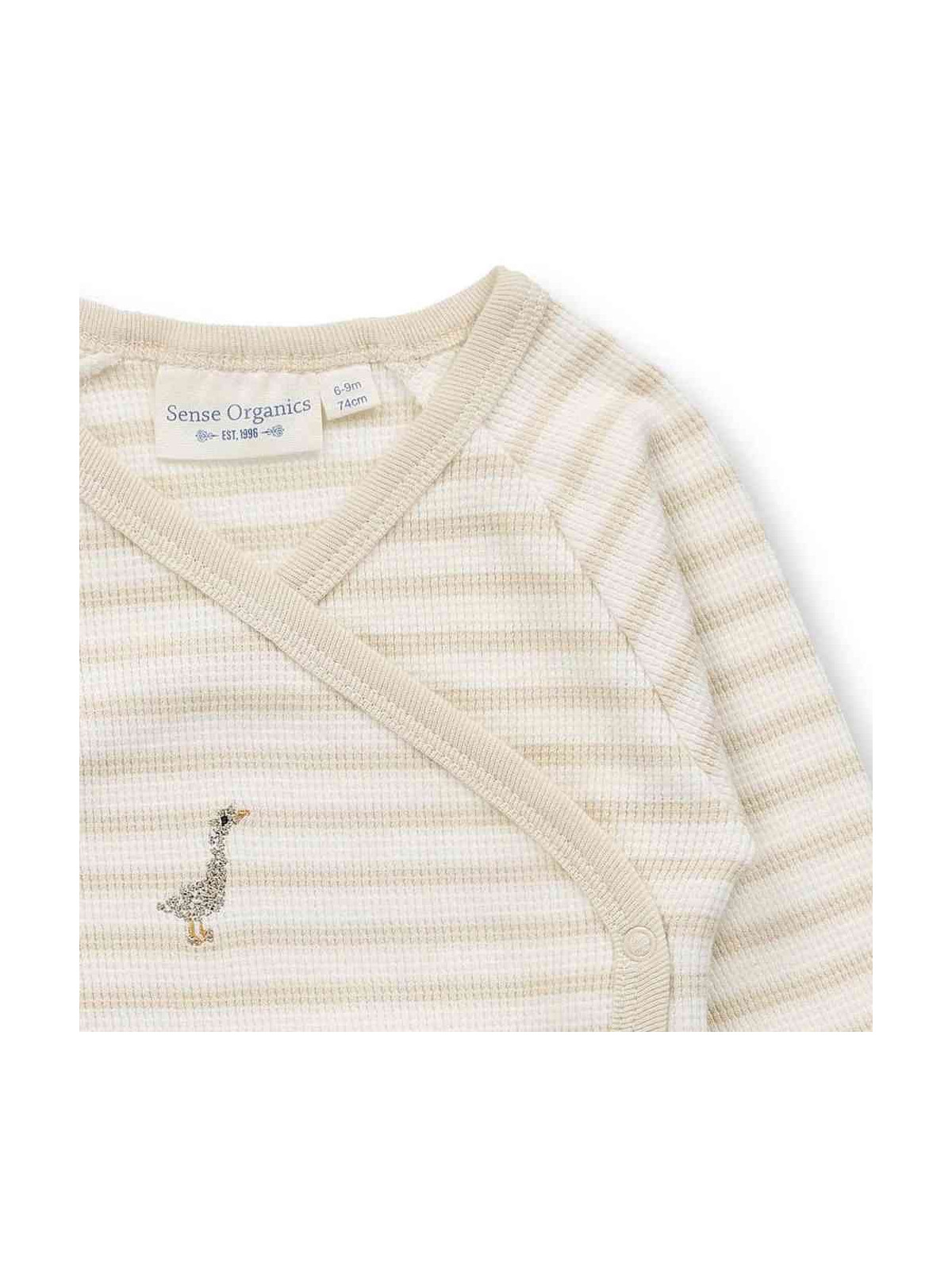 Sense Organics - Bio Baby Wickelbody "Ygon" mit Enten-Stickerei und Streifen