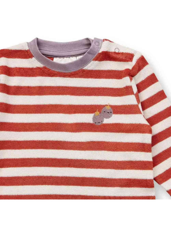 Sense Organics - Bio Baby  Frottee  Strampler "Viktor" mit Tomaten-Stickerei und Streifen