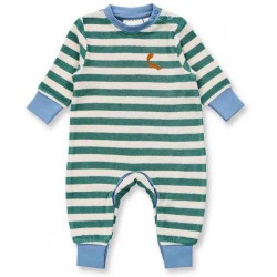 Sense Organics - Bio Baby Frottee Strampler "Viktor" mit Eichhörnchen-Stickerei und Streifen