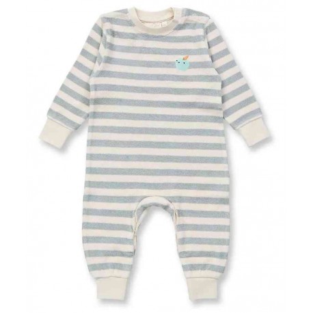 Sense Organics - Bio Baby Frottee Strampler "Viktor" mit Apfel-Stickerei und Streifen