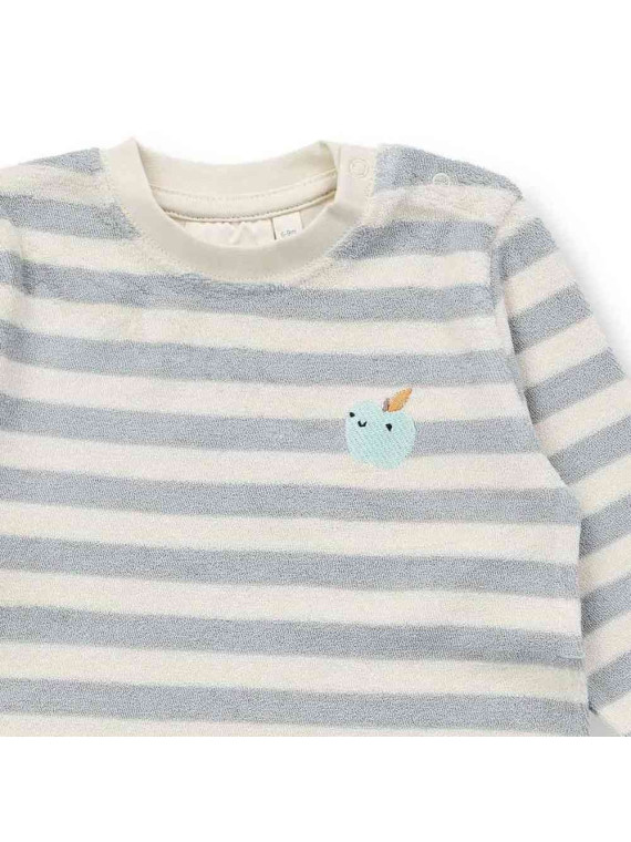 Sense Organics - Bio Baby  Frottee  Strampler "Viktor" mit Apfel-Stickerei und Streifen