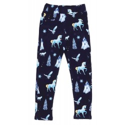 Walkiddy - Bio Kinder Sweat Leggings mit Wonderland-Allover, dunkelblau
