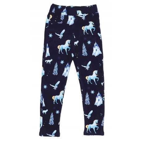 Walkiddy - Bio Kinder Sweat Leggings mit Wonderland-Allover, dunkelblau