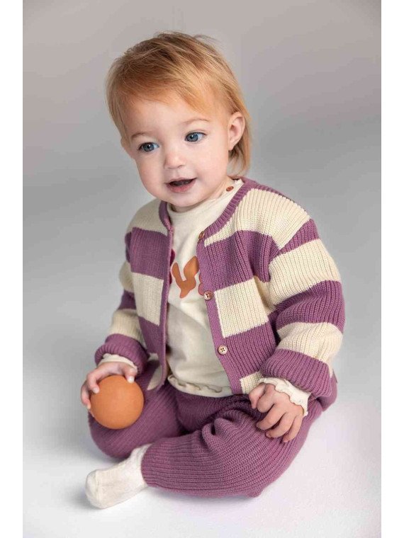 noppies - Bio Baby Strickjacke mit Streifen, lila