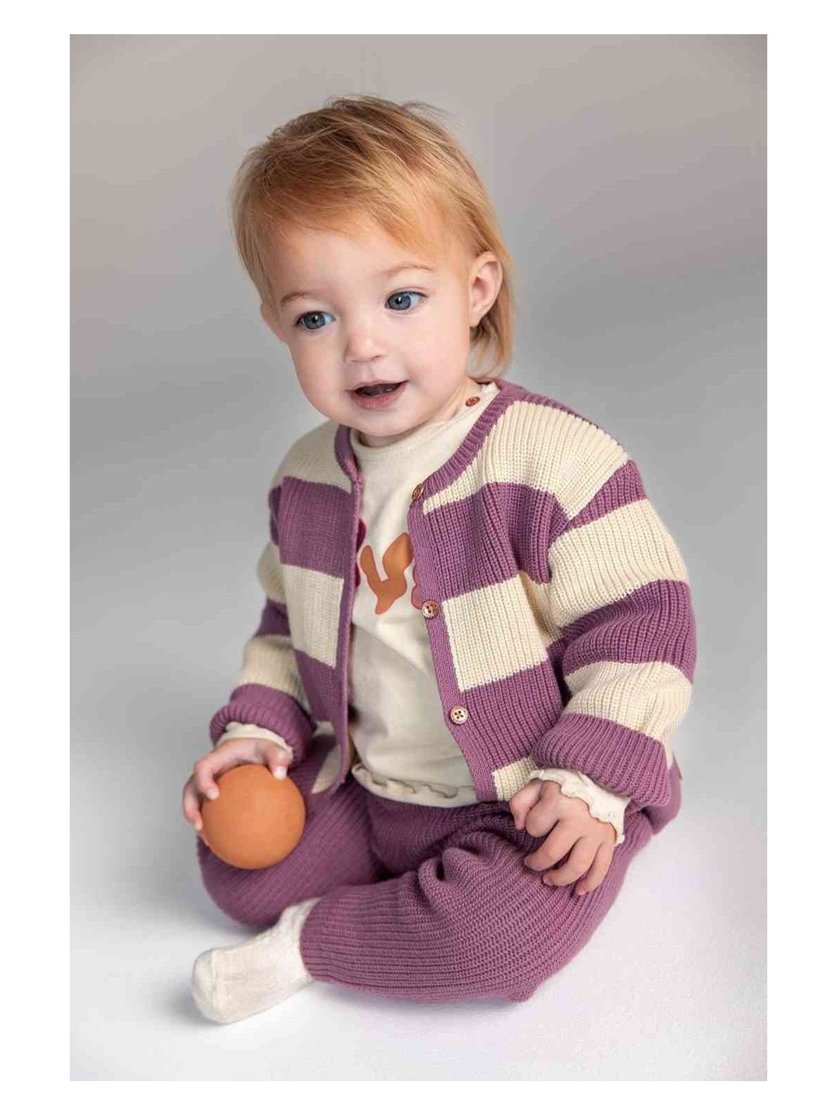 noppies - Bio Baby Strickjacke mit Streifen, lila