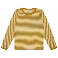 loud + proud - Bio Kinder Langarmshirt mit Streifen, curry