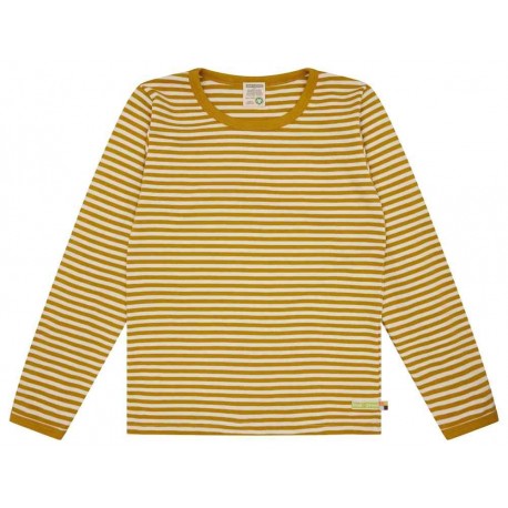 loud + proud - Bio Kinder Langarmshirt mit Streifen, curry
