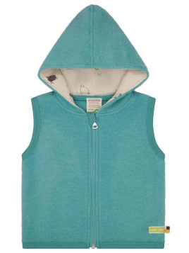 loud + proud  - Bio Kinder Fleece Weste mit Kapuze, Wolle, oregano