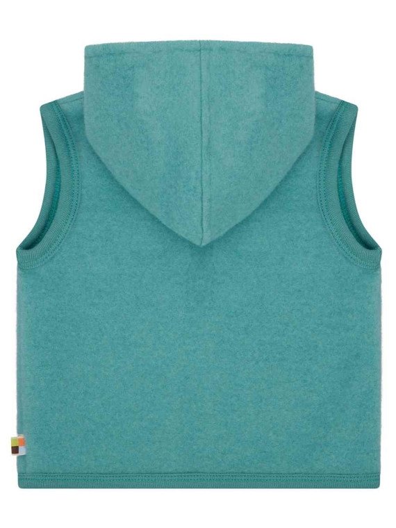 loud + proud  - Bio Kinder Fleece Weste mit Kapuze, Wolle, oregano