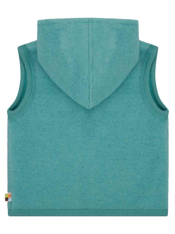 loud + proud  - Bio Kinder Fleece Weste mit Kapuze, Wolle, oregano