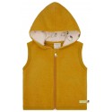 loud + proud - Bio Kinder Fleece Weste mit Kapuze, Wolle, curry
