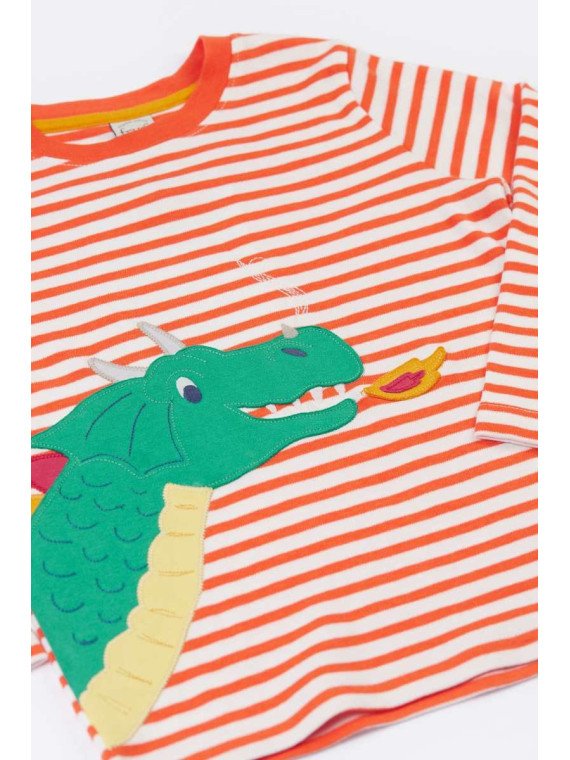 frugi - Bio Kinder Langarmshirt "FRUGI-Discovery" mit Drachen-Applikation und Streifen