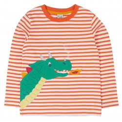 frugi - Bio Kinder Langarmshirt "FRUGI-Discovery" mit Drachen-Applikation und Streifen