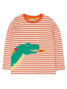 frugi - Bio Kinder Langarmshirt "FRUGI-Discovery" mit Drachen-Applikation und Streifen