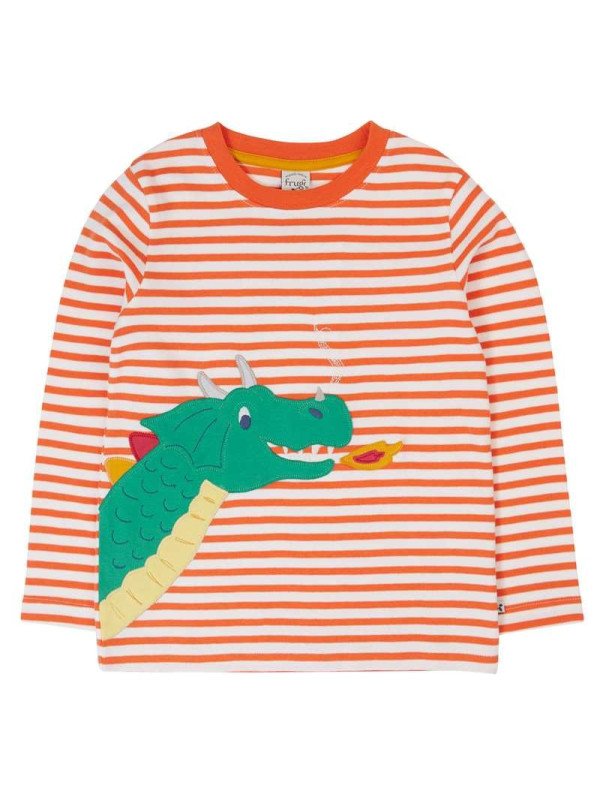 frugi - Bio Kinder Langarmshirt "FRUGI-Discovery" mit Drachen-Applikation und Streifen
