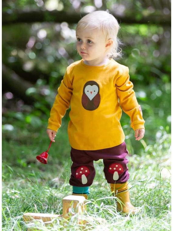 Little Green Radicals - Bio Kinder Langarmshirt mit Eulen-Applikation