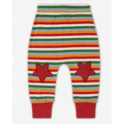 Little Green Radicals - Bio Kinder Jersey Hose mit Streifen und Sternen-Patches