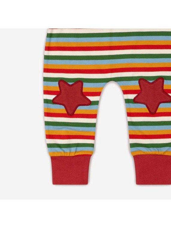 Little Green Radicals - Bio Kinder Jersey Hose mit Streifen und Sternen-Patches