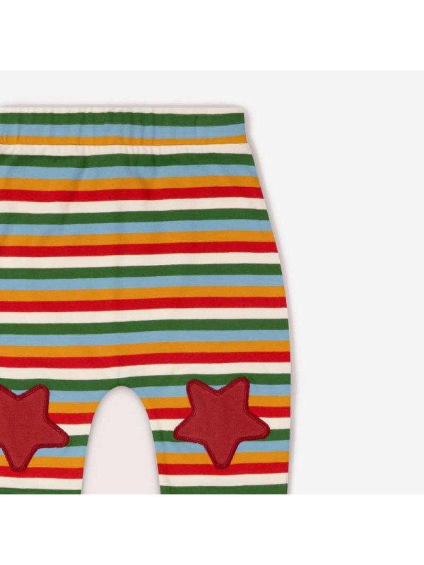 Little Green Radicals - Bio Kinder Jersey Hose mit Streifen und Sternen-Patches