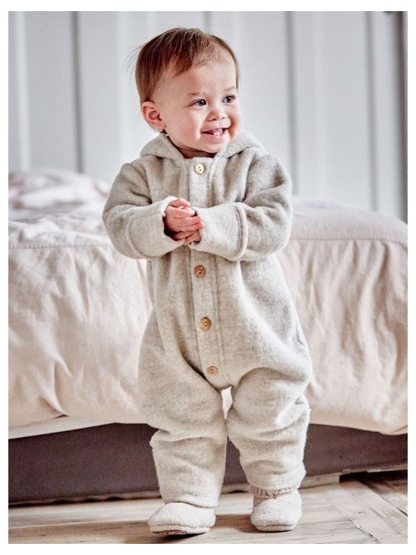 maximo - Bio Baby Fleece Overall mit Kapuze, Wolle, düne