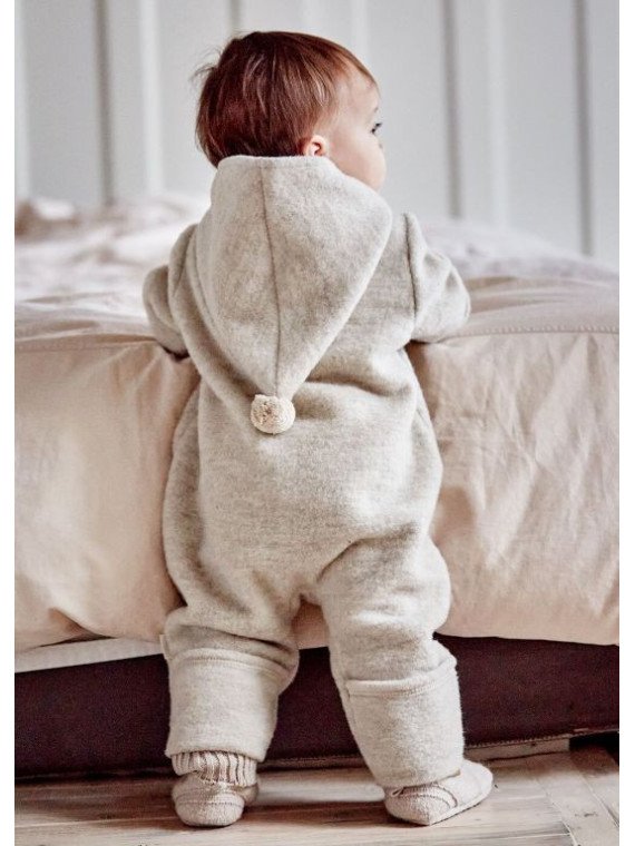 maximo - Bio Baby Fleece Overall mit Kapuze, Wolle, düne