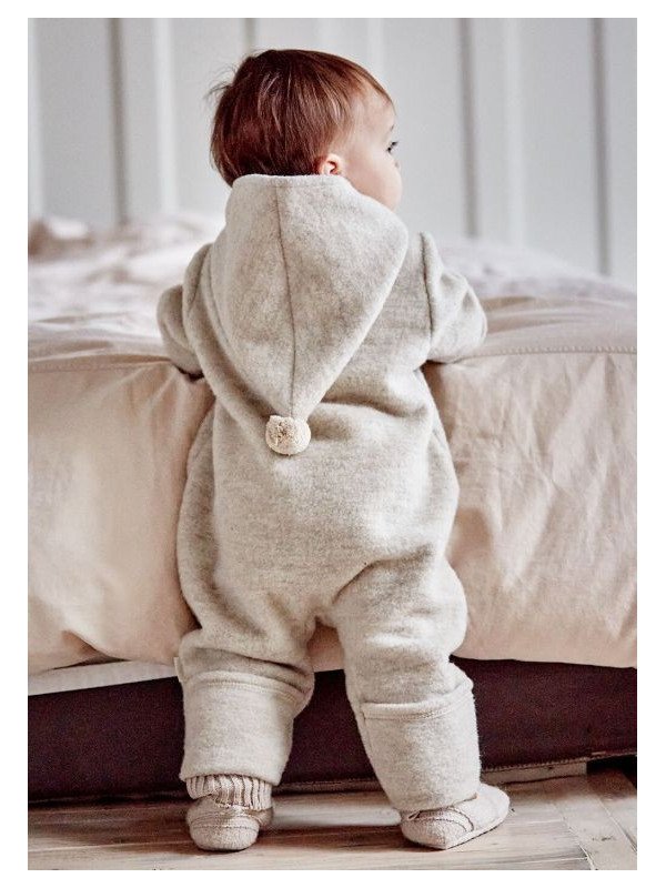 maximo - Bio Baby Fleece Overall mit Kapuze, Wolle, düne