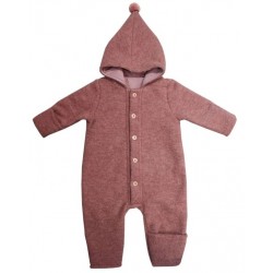 maximo - Bio Baby Fleece Overall mit Kapuze, Wolle, heiderosemeliert