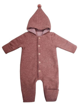 maximo - Bio Baby Fleece Overall mit Kapuze, Wolle, heiderosemeliert