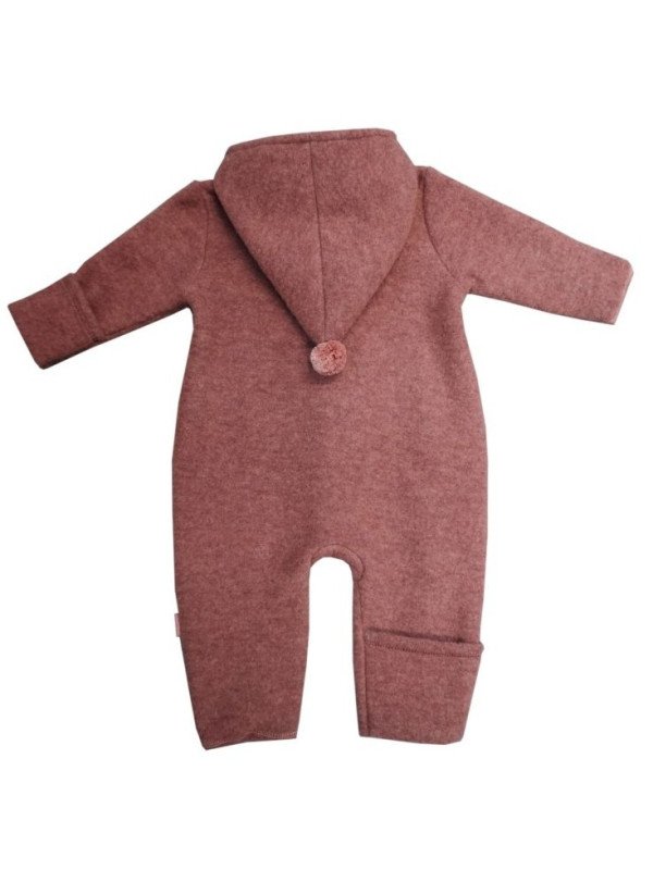 maximo - Bio Baby Fleece Overall mit Kapuze, Wolle, heiderosemeliert