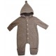 maximo - Bio Baby Fleece Overall mit Kapuze, Wolle, braunmeliert