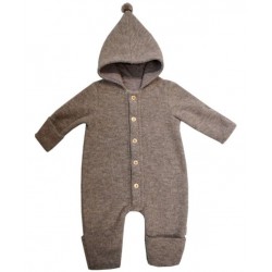 maximo - Bio Baby Fleece Overall mit Kapuze, Wolle, braunmeliert