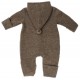 maximo - Bio Baby Fleece Overall mit Kapuze, Wolle, braunmeliert