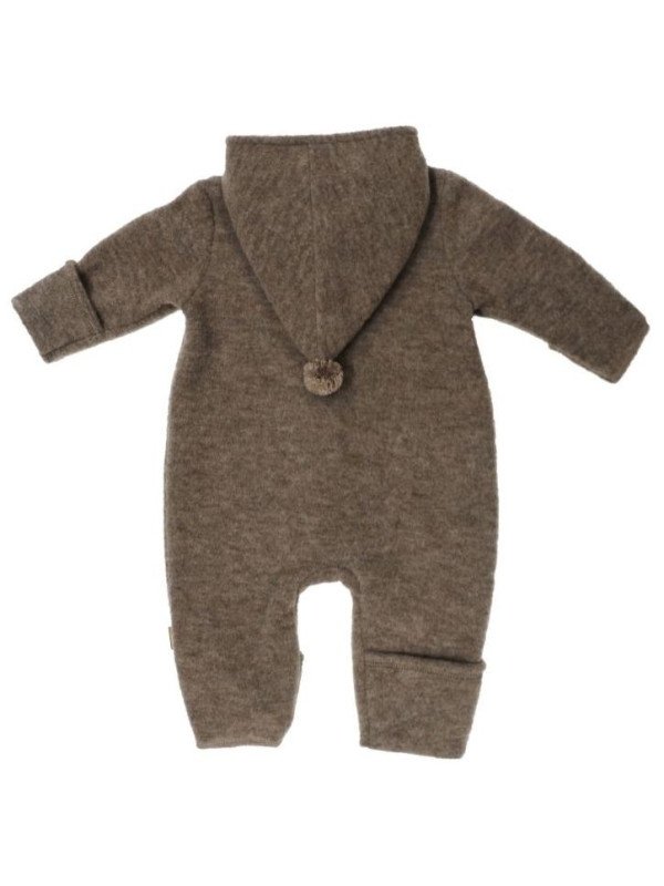 maximo - Bio Baby Fleece Overall mit Kapuze, Wolle, braunmeliert